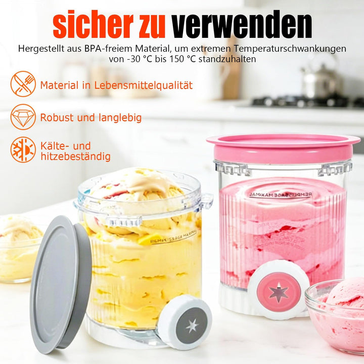 4 Stück Eisbehälter, 480 ml, kompatibel mit Ninja Swirl Creami Eismaschinen der Serien NC700 und NC7