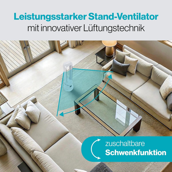 ProfiCare® Ventilator leise | flügelloser Turmventilator | mit Schwenkfunktion | 86cm hoch | inkl. F