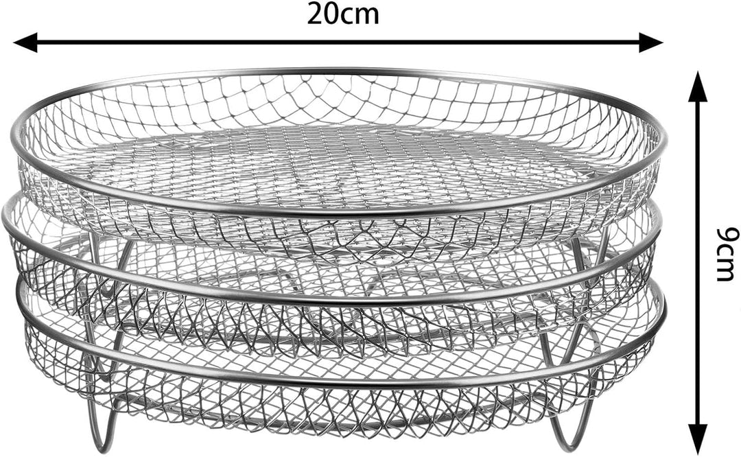 Heissluftfritteuse Zubehör, 3x stapelbare 304 Edelstahl Airfryer Racks | Kompatibel mit AF300EU/AF40