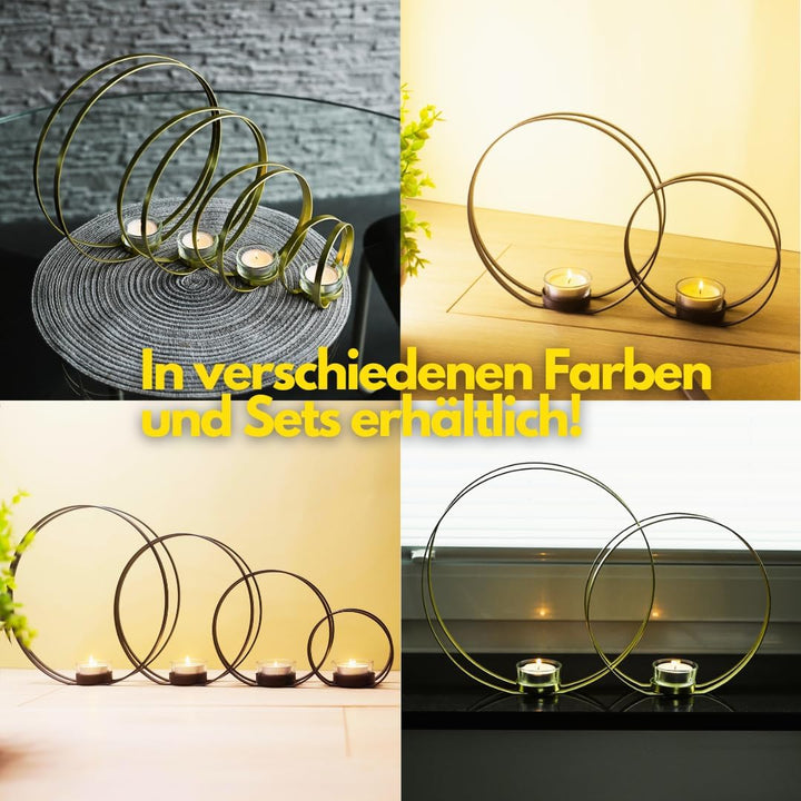 CeleBig® Kerzenständer 4er Set | Teelichthalter Schwarz | Kerzenständer Schwarz | Kerzenhalter mit W