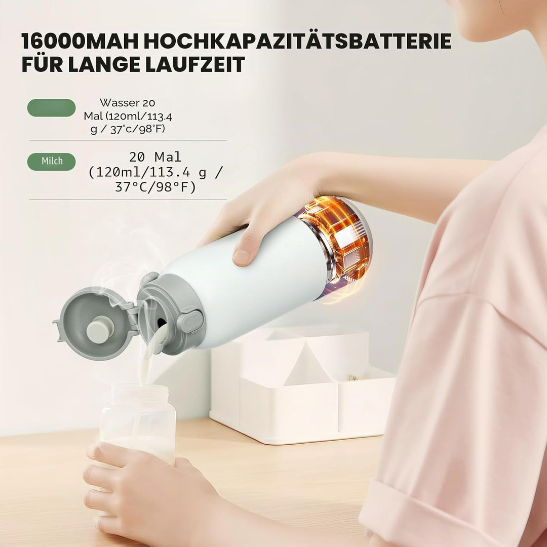 Tragbarer Flaschenwärmer Baby für Unterwegs mit Schnellladestecker - 500 ml Kapazität+ 3 Temperaturs