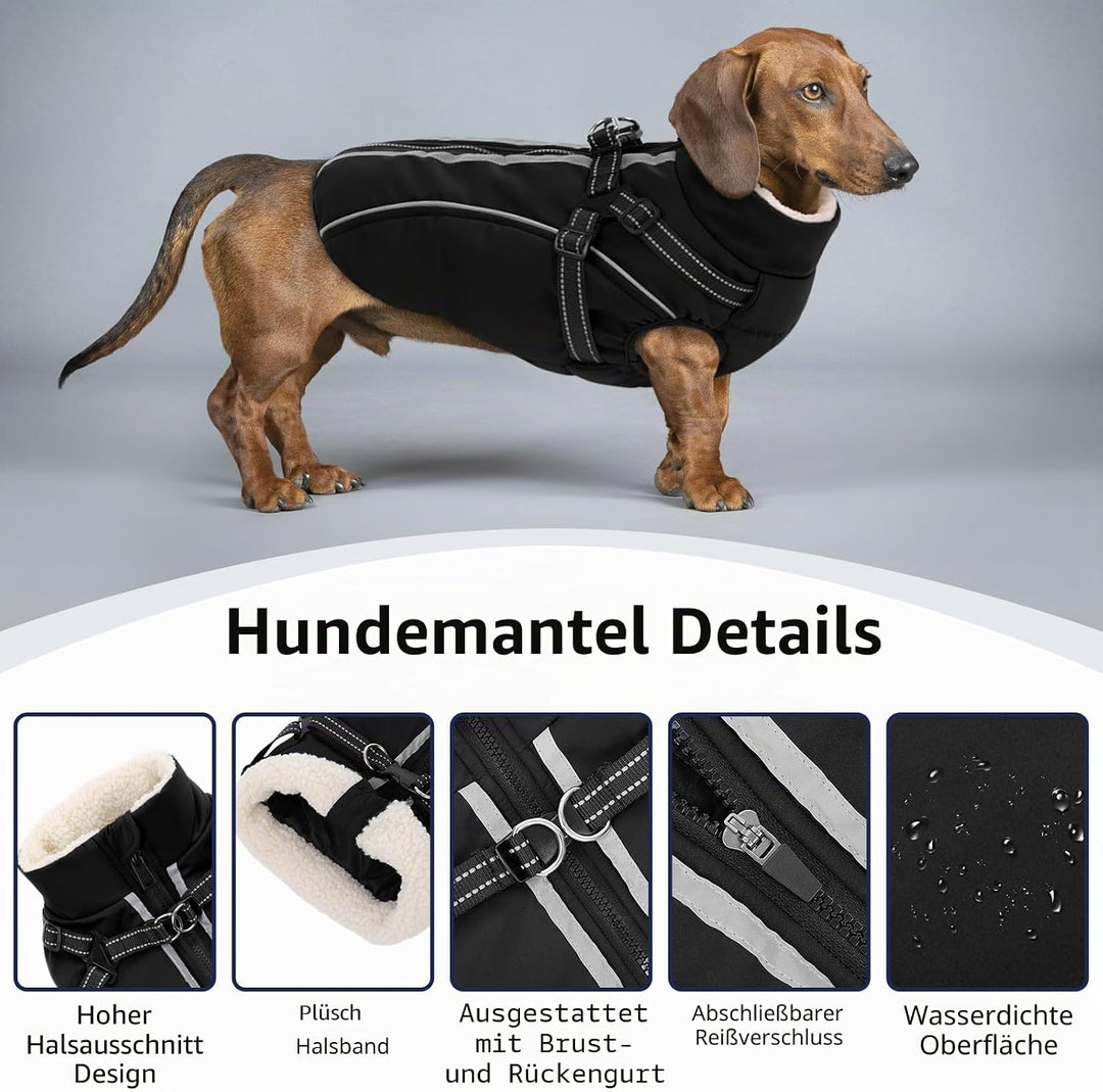 Hundemantel Hundejacke Warm Wintermantel mit Reissverschluss Winddichte &amp; Winddichte mit Reflektorst