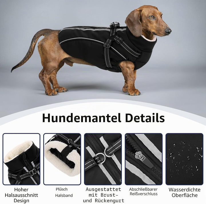 Hundemantel Hundejacke Warm Wintermantel mit Reissverschluss Winddichte &amp; Winddichte mit Reflektorst