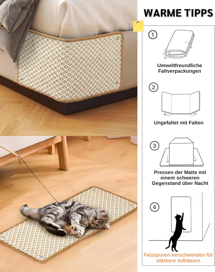 JanYoo 2 Stück Kratzmatte Katze, Kratzschutz Katzenkratzmatte Sisal Katzenkratzmatte Katzen Kratztep