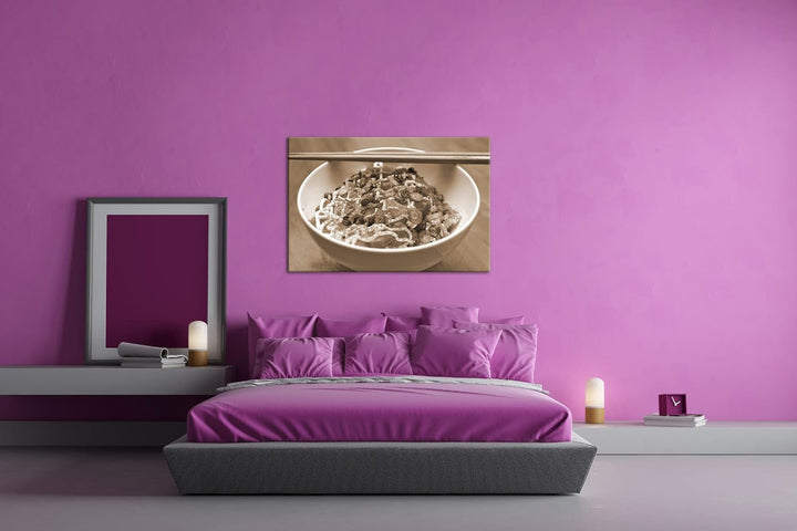 deyoli asiatische Nudelsuppe Effekt: Sepia, Format: 80x60 als Leinwandbild, Motiv fertig gerahmt auf