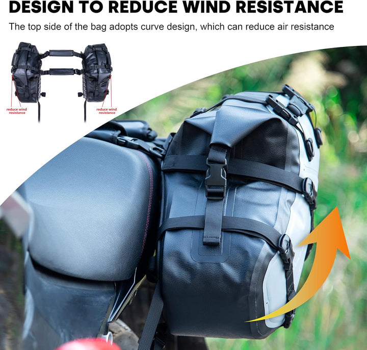 WILD HEART Motorrad Satteltaschen Wasserdicht 24L(12L*2) Motorrad Seitentaschen Packtaschen Kofferra