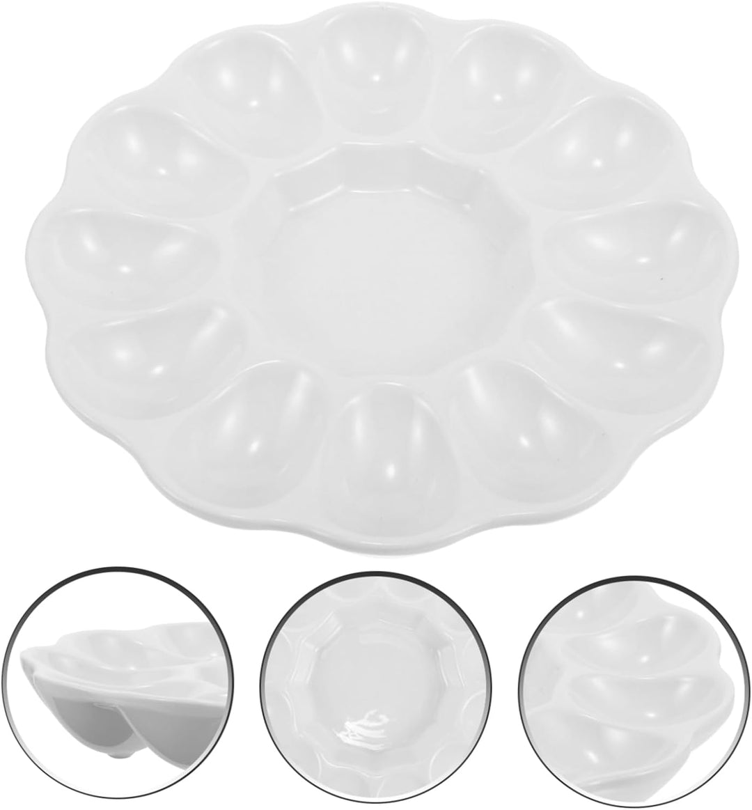 Garneck 8 Zoll Keramikteller Für Gefüllte Eier – Rundes Eiertablett Mit 12 Löchern - Ideal Für Oster