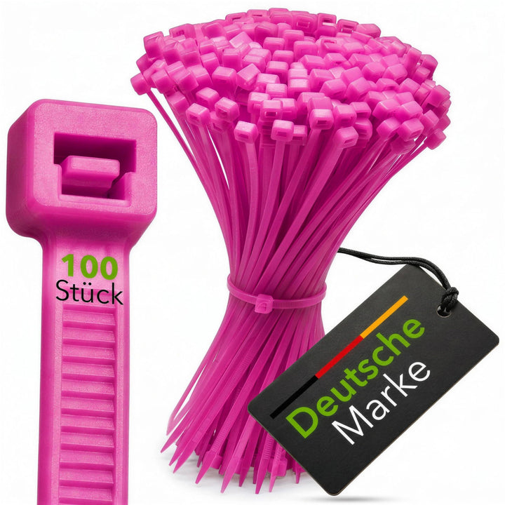 BeBo Kabelbinder Pink 9.0 x 610 mm I 100 Stück stabil &amp; vielseitig für den Innen &amp; Aussenbereich I e