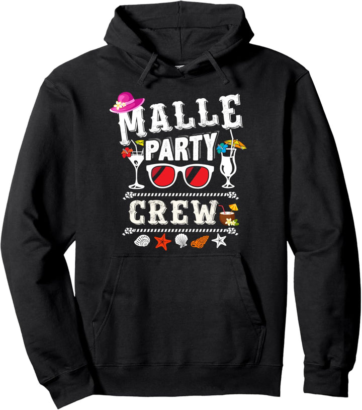 Malle Party Crew Outfit Buntes Mallorca Urlaub Design Pullover Hoodie