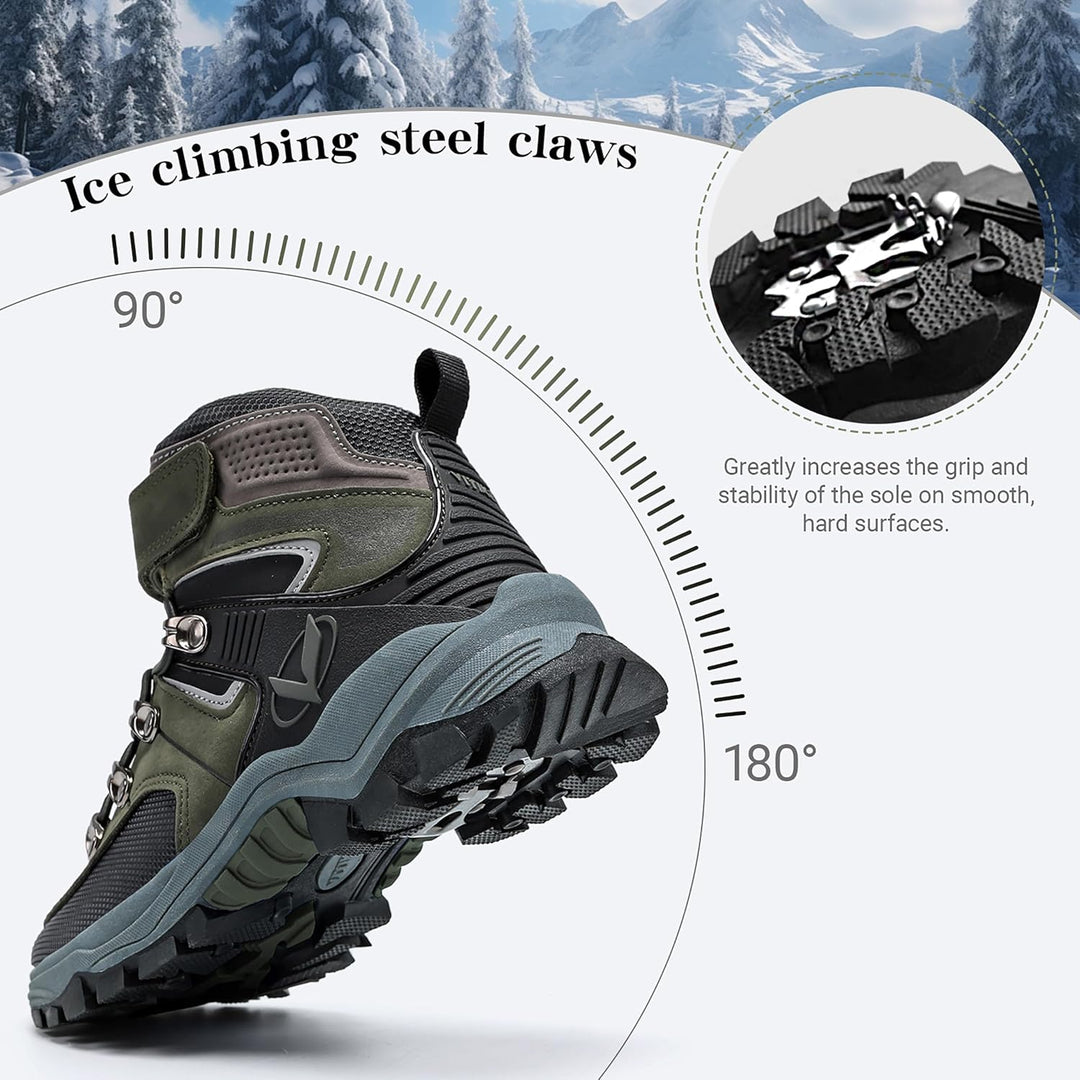ASHION Jungen Winterschuhe Kinder Schneestiefel gefüttert und wasserdicht – rutschfeste Outdoor Wand