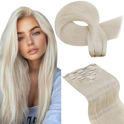 Hetto Echthaar Clip in Extensions Blond Clip in Echthaar Extensions Remy Menschlich Haar Clip in Ext
