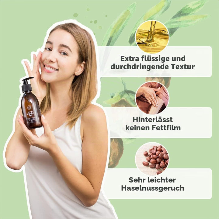 Bionoble Rizinusöl Bio 50ml &amp; Jojobaöl Bio 50ml - 100% Rein, Natürlich und Kaltgepresst - Gesicht, K