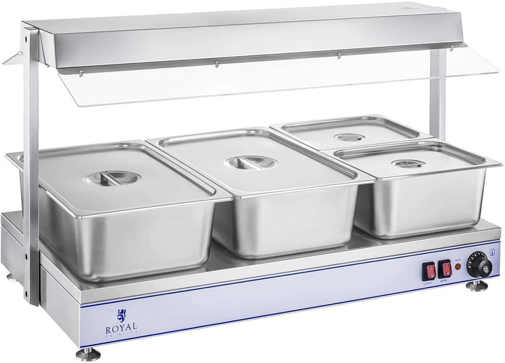 Royal Catering RCHP-100H Warmhalteplatte 1.550 W Arbeitsfläche 100 x 50 cm Edelstahl 3 Halogenlampen