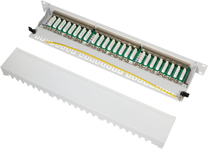 LogiLink Professional PrimeLine Cat.6A (500 MHz) Patchpanel grau, 19", STP (geschirmt) 24-Port (RJ45