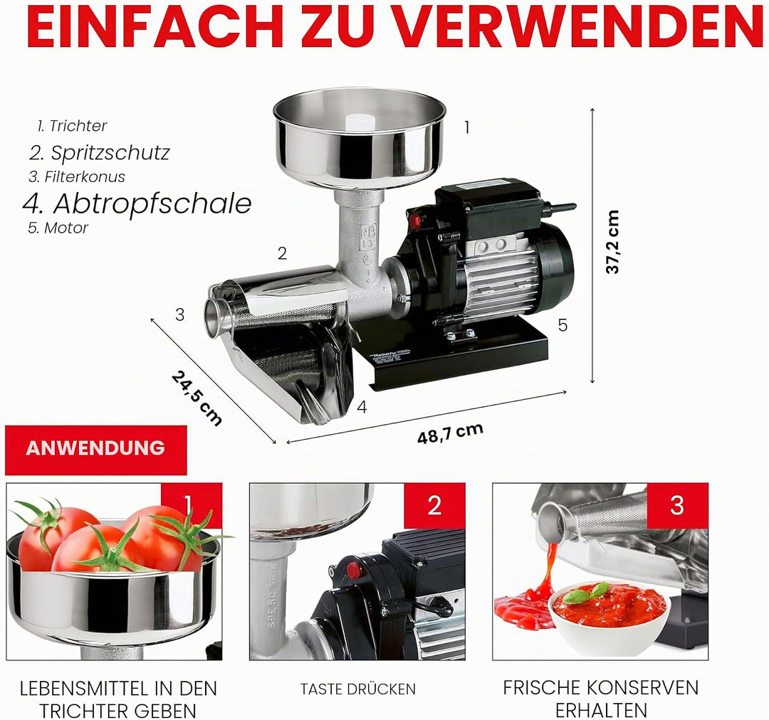 Reber 9008 N – Zitruspresse (Edelstahl, Edelstahl), Rot