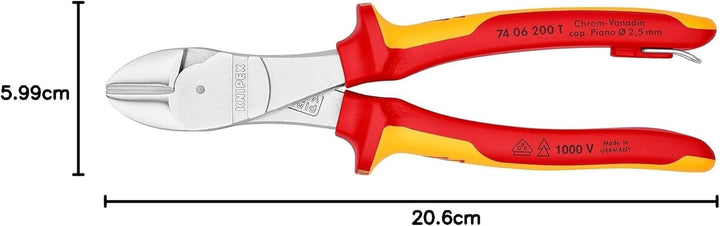 Knipex Kraft-Seitenschneider verchromt, isoliert mit Mehrkomponenten-Hüllen, VDE-geprüft; mit Befest