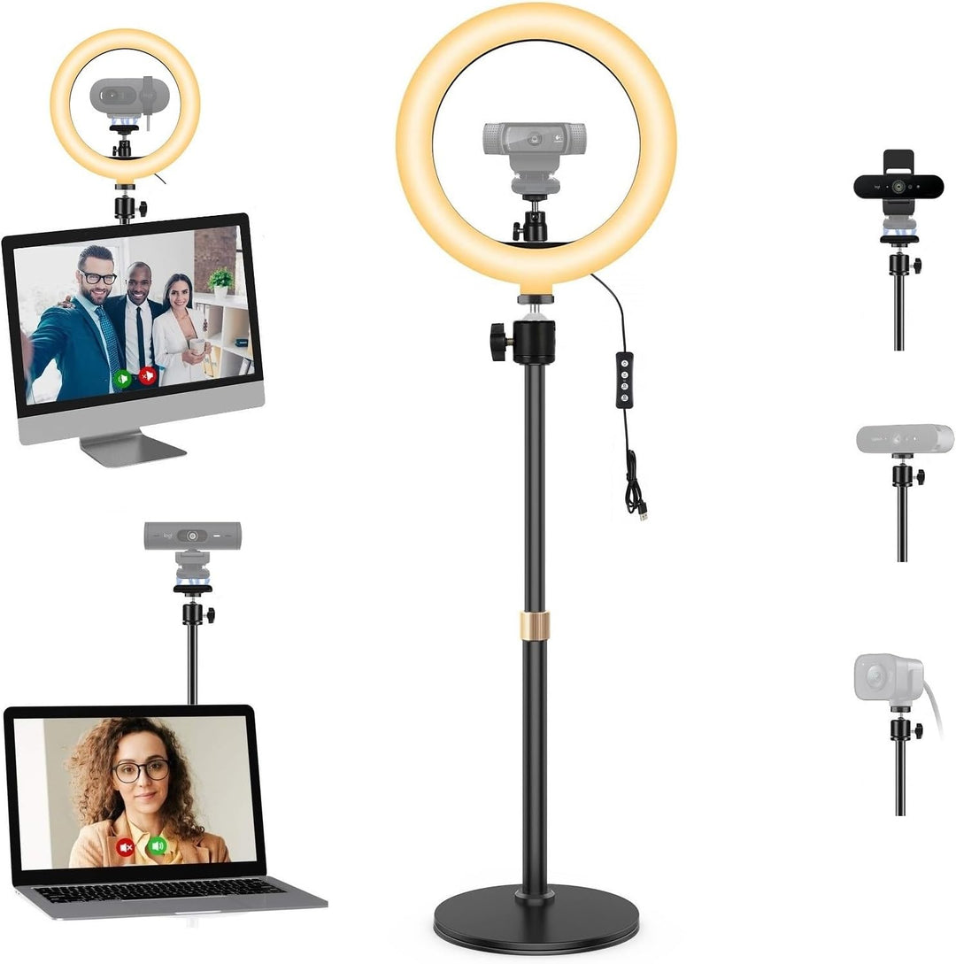 Webcam Selfie Licht Halterung, 26 cm Ringlicht mit Webcam Tisch-Halter und magnetischer Halter, komp