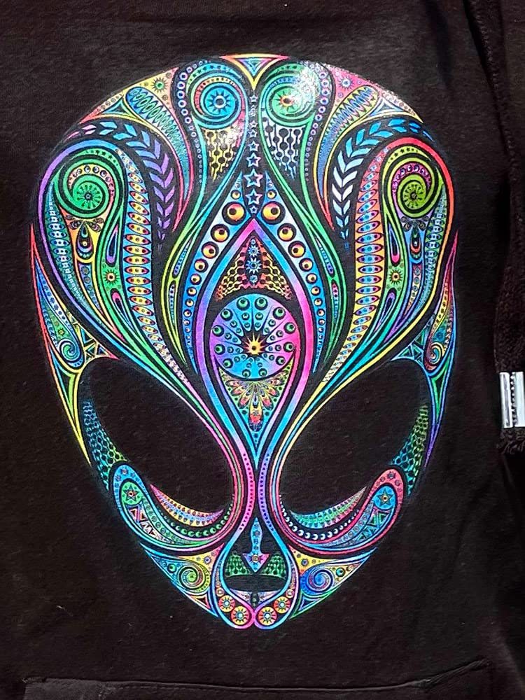 Psychedelic Alien Hoodie schwarz (XL), XL