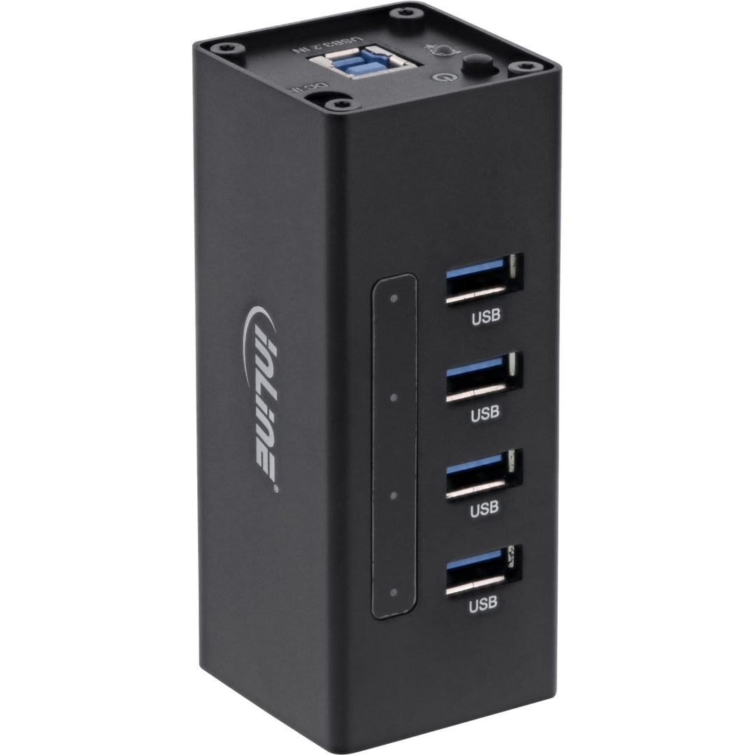 InLine 35395A USB 3.0 Hub, 4 Port, Aluminiumgehäuse, schwarz, mit 2,5A Netzteil