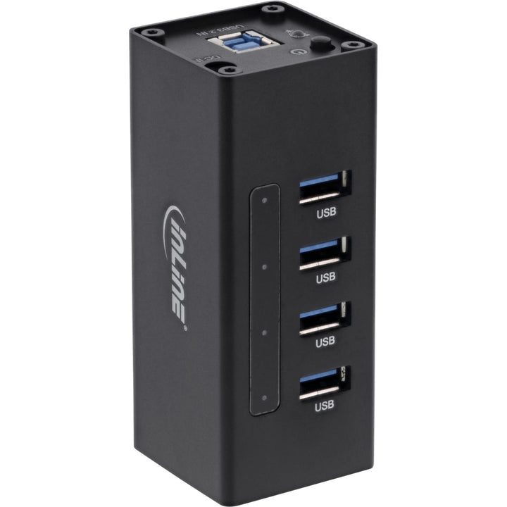 InLine 35395A USB 3.0 Hub, 4 Port, Aluminiumgehäuse, schwarz, mit 2,5A Netzteil