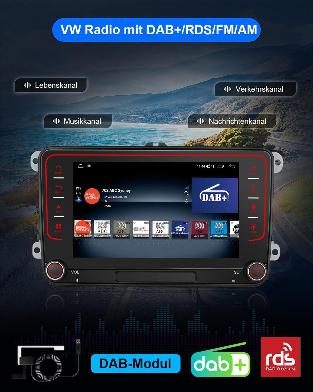 Autoradio mit Bildschirm für VW Golf 5 6 T5 Passat Polo 6R Tiguan Seat Skoda, 8-Kern 4+64GB VW Caddy