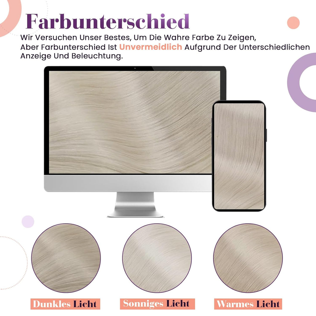 LaaVoo Clip in Haarverlängerung Echthaar Platinblond 105g Clip in Remy Extensions 