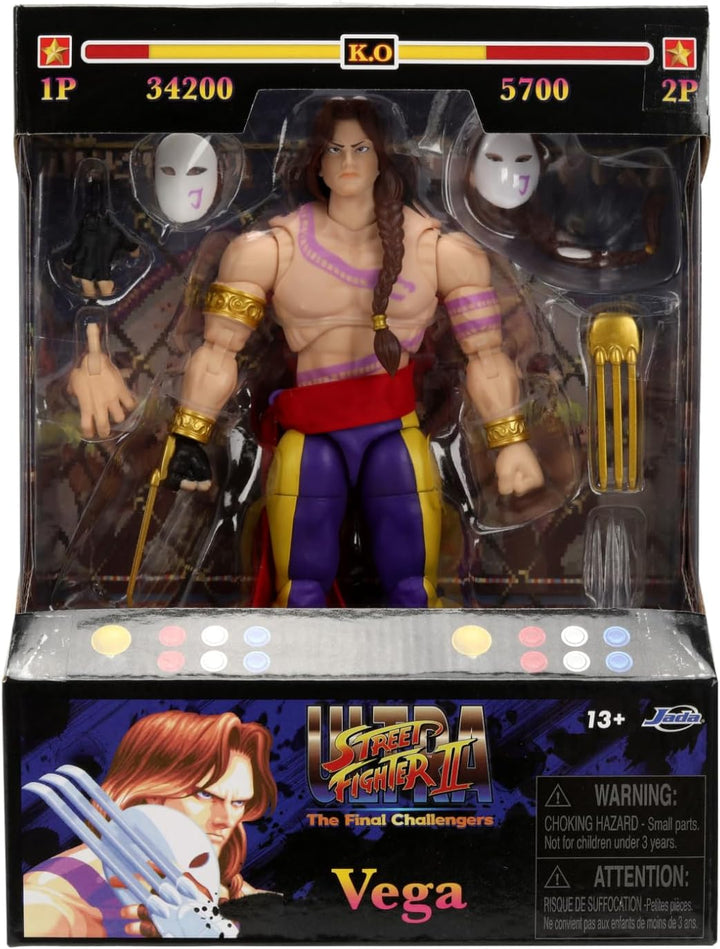 Jada Toys Street Fighter Figur Vega (15 cm) - bewegliche Sammel- und Actionfigur aus Street Fighter