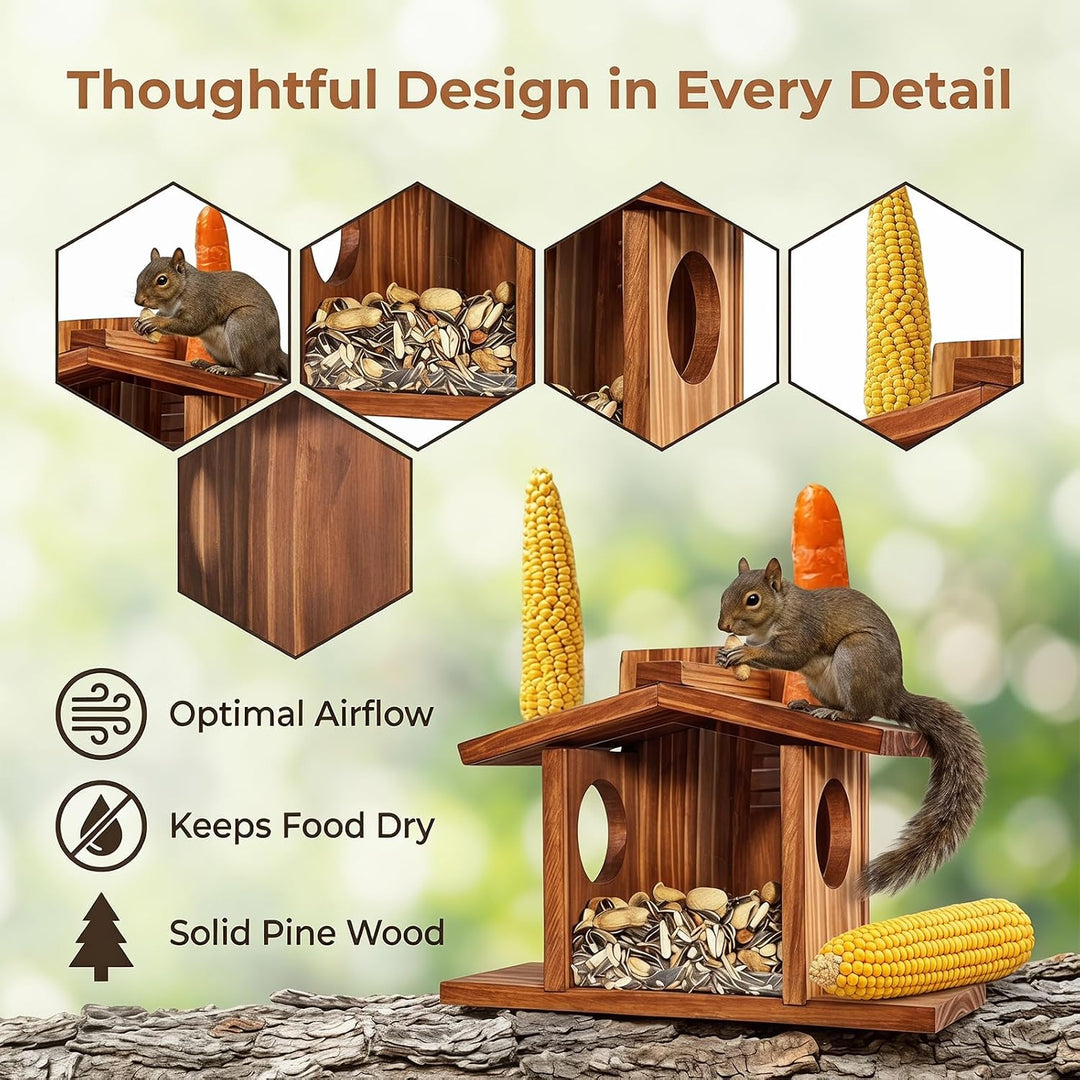 Eichhörnchen Futterhaus, Eichhörnchen Haus Wetterfest Eichhörnchenhaus aus Holz mit Runden Transpare
