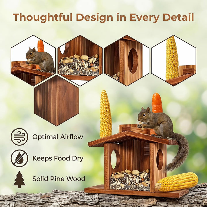 Eichhörnchen Futterhaus, Eichhörnchen Haus Wetterfest Eichhörnchenhaus aus Holz mit Runden Transpare