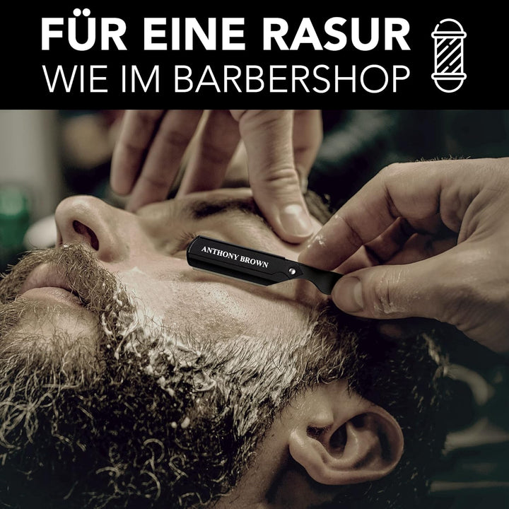 Anthony Brown® Rasiermesser in Schwarz oder Silber - einzigartiger Klingenkopf für mehr Präzision -