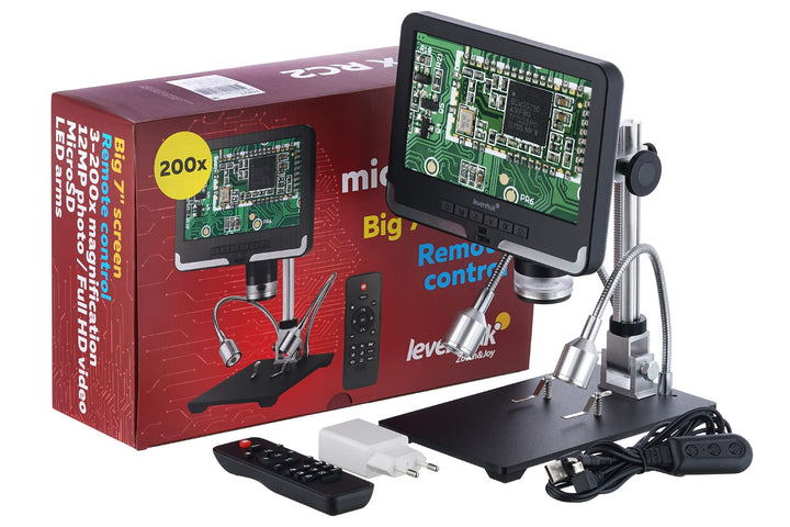 Levenhuk DTX RC2 Handmikroskop mit Digitaler Fernbedienung, 3- bis 200-Facher Vergrösserung und 17,8
