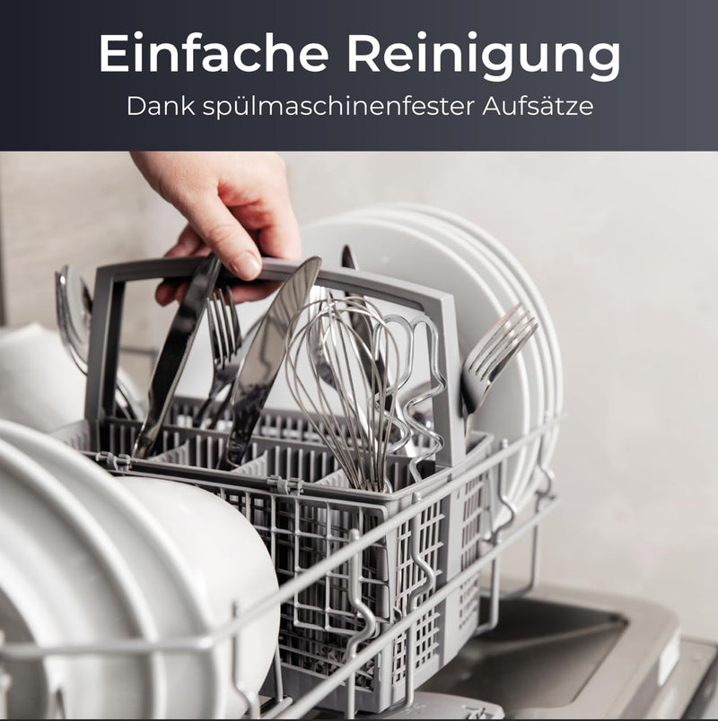 KLAMER Handrührgerät, 600 Watt Handrührer mit Turbostufe, 5 Stufen Handmixer mit Schneebesen und Kne