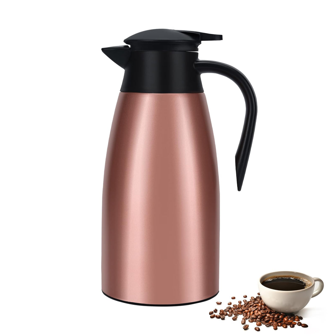 Thermoskanne, 2 l, Kaffeekanne, 304 Edelstahl, Doppel-Wall, Vakuum, isoliert, Kaffee, Thermoskanne,