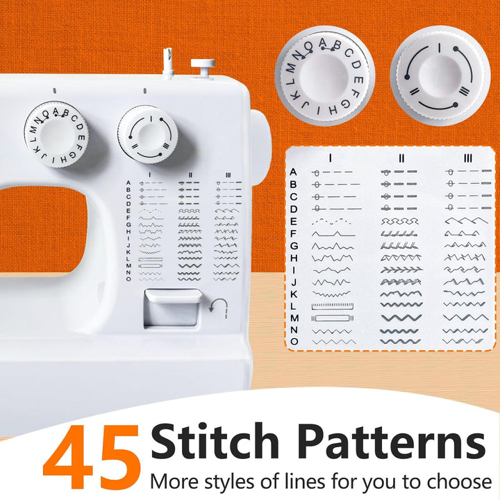 Nähmaschine für Anfänger, 45 Stichprogrammen Tragbare Elektrische nähmaschinen, Sewing Machine Overl