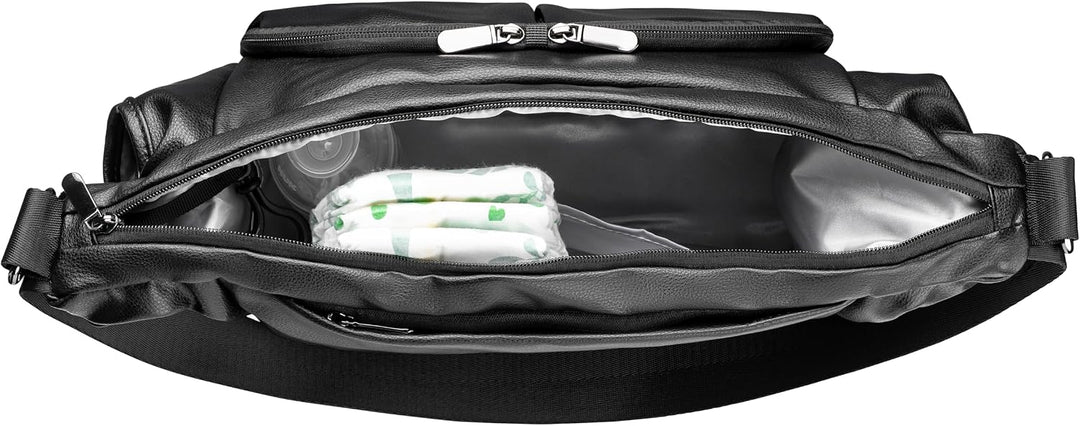 Essentials Wickeltasche, kompatibel mit dem Doona Autositz/Kinderwagen, Schwarz Kunstleder, Kunstled
