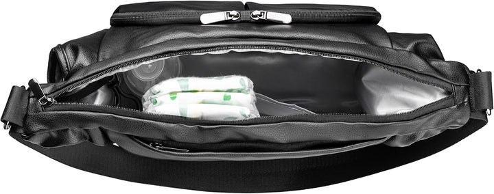 Essentials Wickeltasche, kompatibel mit dem Doona Autositz/Kinderwagen, Schwarz Kunstleder, Kunstled