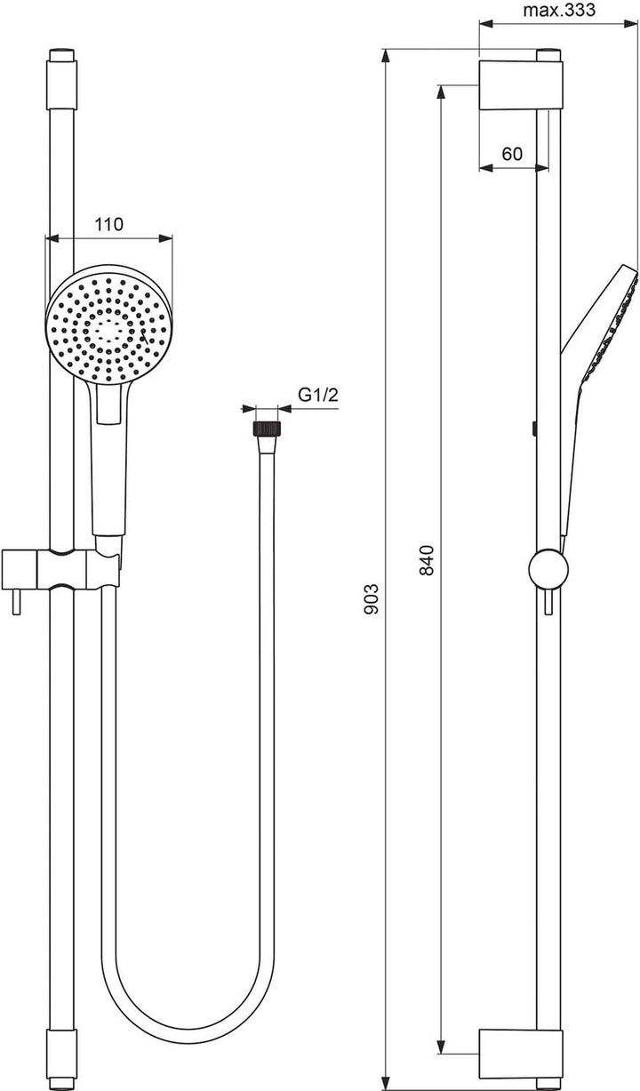 Ideal Standard B2237AA Idealrain Evo Brausekombination Aufputz Rund S3 / Navigo-Umschaltung 900mm, R