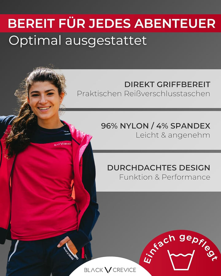 Black Crevice Trekking-Shorts Damen I Wandershorts Damen kurz I Damen Outdoor-Shorts I wasserabweise
