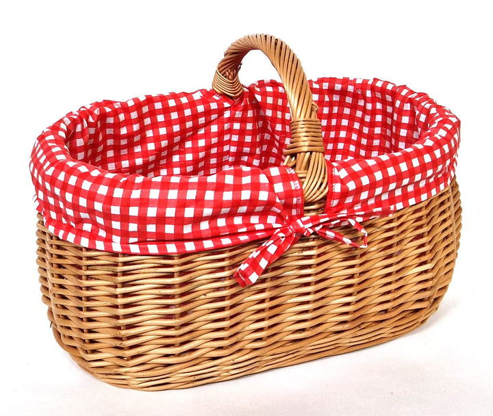 Tigana Einkaufskorb Pilzkorb aus Weide 44 x 30 cm mit Textileinlage