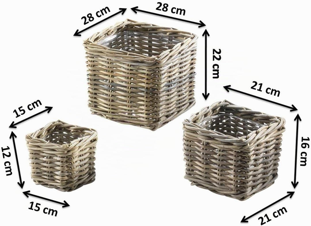 Kobolo Übertopf Rattankorb Rattanübertopf Pflanzkorb bepflanzbarer Korb Korbset Übertopfset Rattan 3