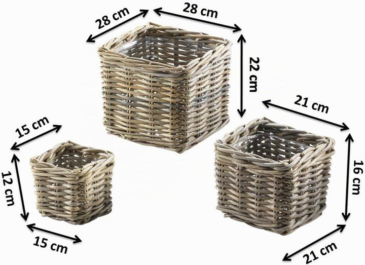 Kobolo Übertopf Rattankorb Rattanübertopf Pflanzkorb bepflanzbarer Korb Korbset Übertopfset Rattan 3
