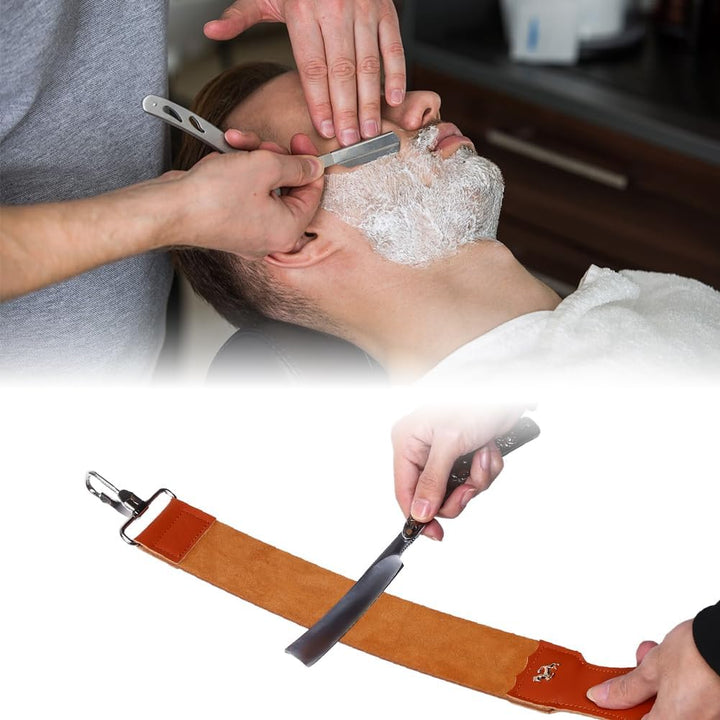 Leder Streichriemen Schärfen, Barber Straight Razor Strap Folding Sharpener Schärfset Lederriemen, H