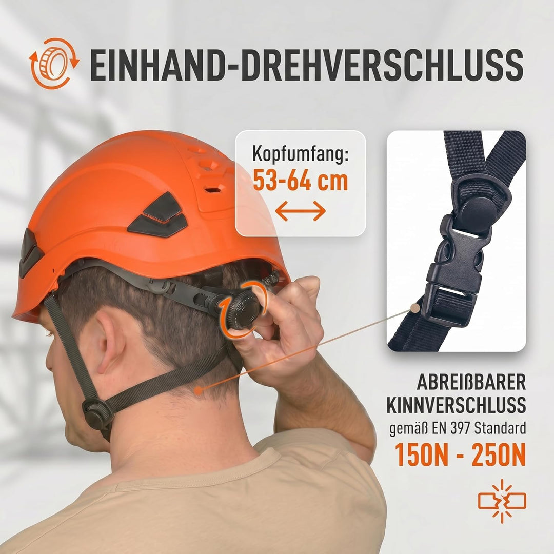 ABS-Sicherheitshelm, Arbeitshelm Schutzhelm, mit Belüftungslöchern und verstellbarem Kopfband, EN 39
