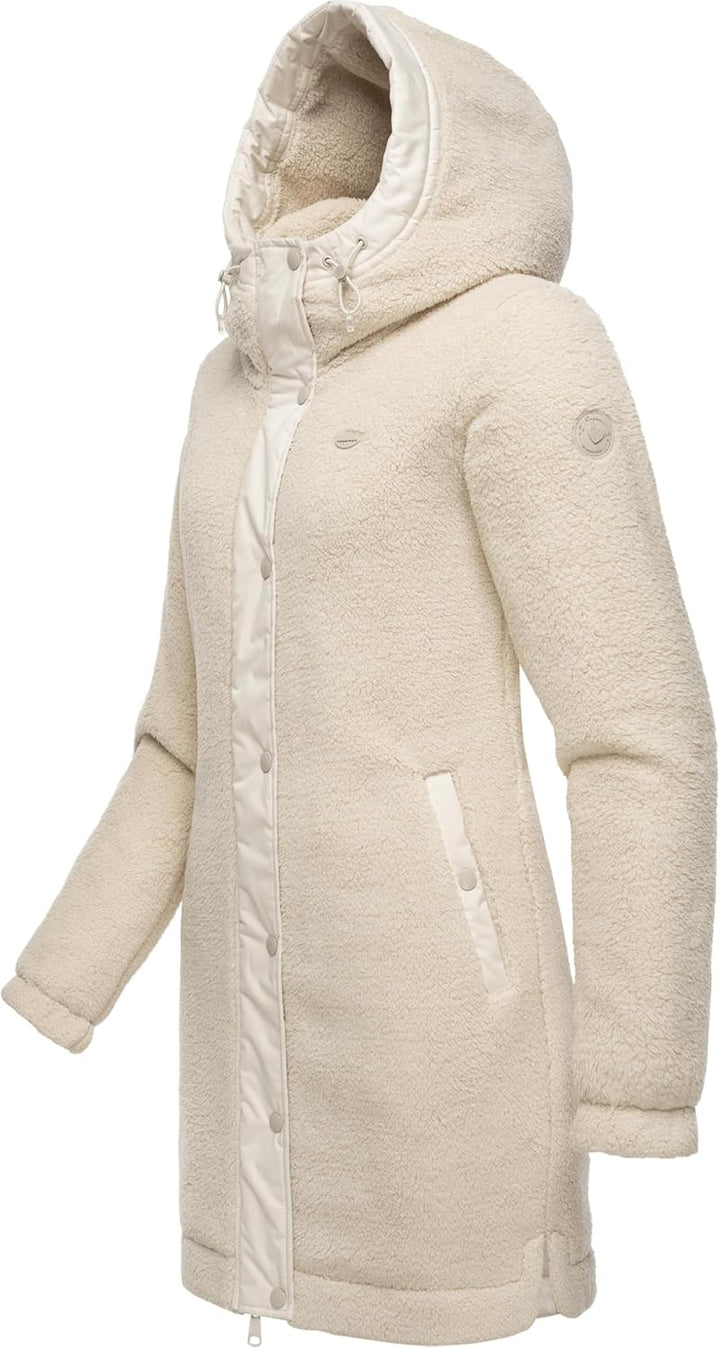 Ragwear Damen Fleecejacke Kurze Teddyfleece-Jacke warm mit Kapuze Cousy XS-6XL 5XL Beige, 5XL Beige
