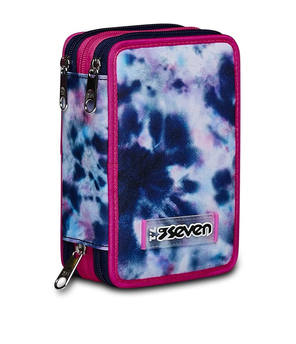 Seven Federmäppchen, Mäppchen, mehrfarbig, Federtasche für Schreibwaren, Etui komplett mit Bleistift