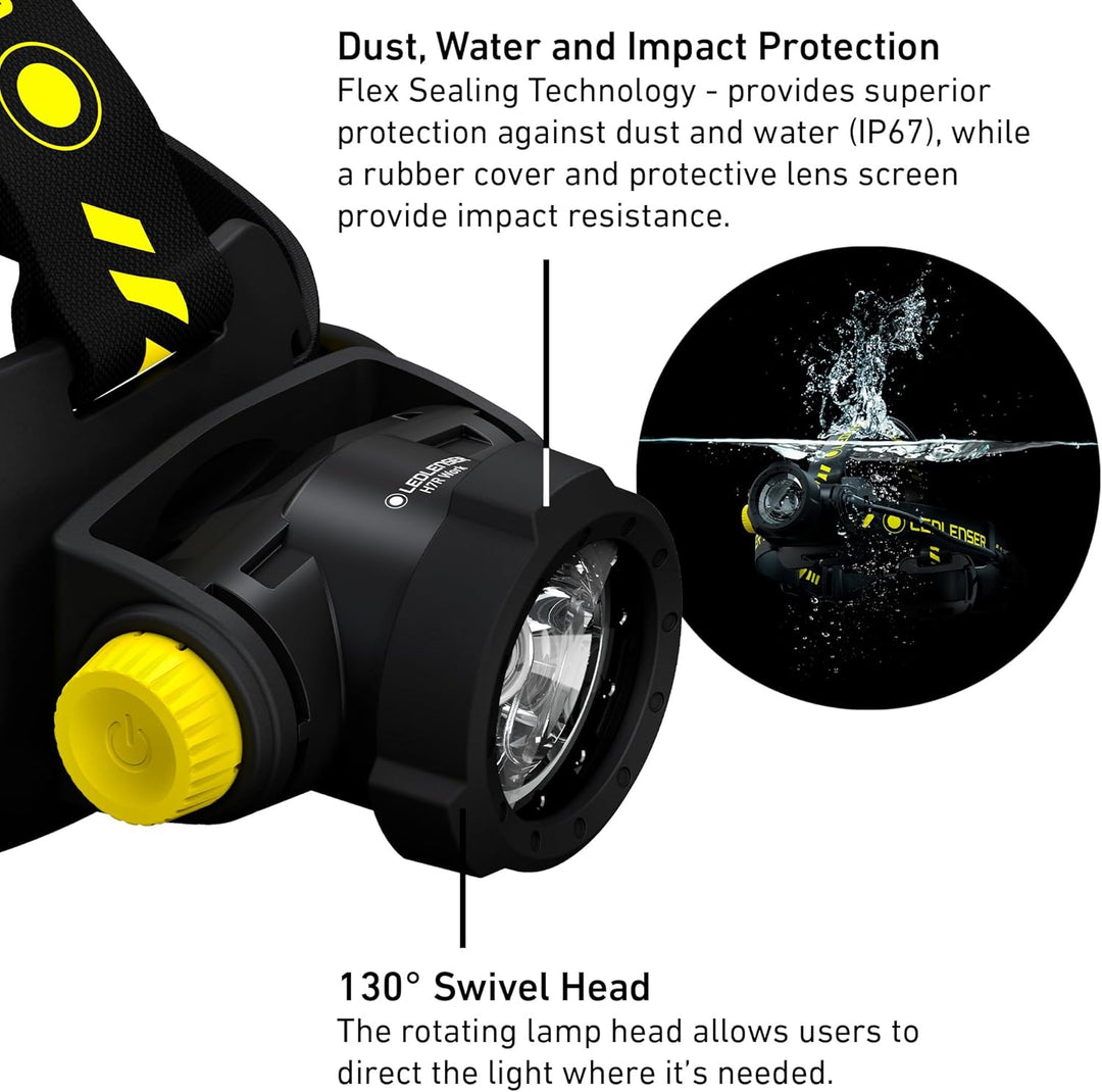 Ledlenser H7R Work Robust Stirnlampe LED, aufladbar mit Lithium Akku, wasserdicht IP67, 1000 Lumen,