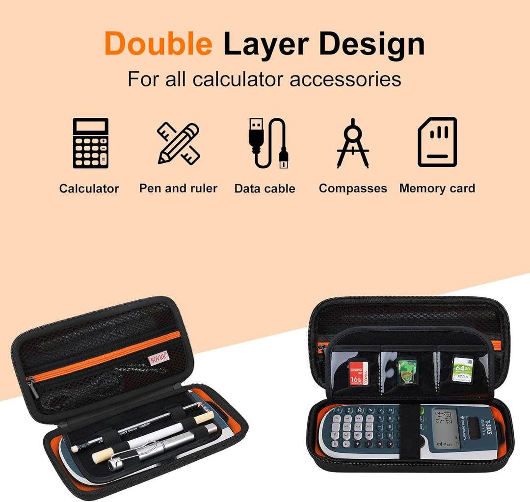 BOVKE Hard PU Graphing Calculator Carrying Case für Texas Instruments TI-30XS Multiview/TI-34 Multiv