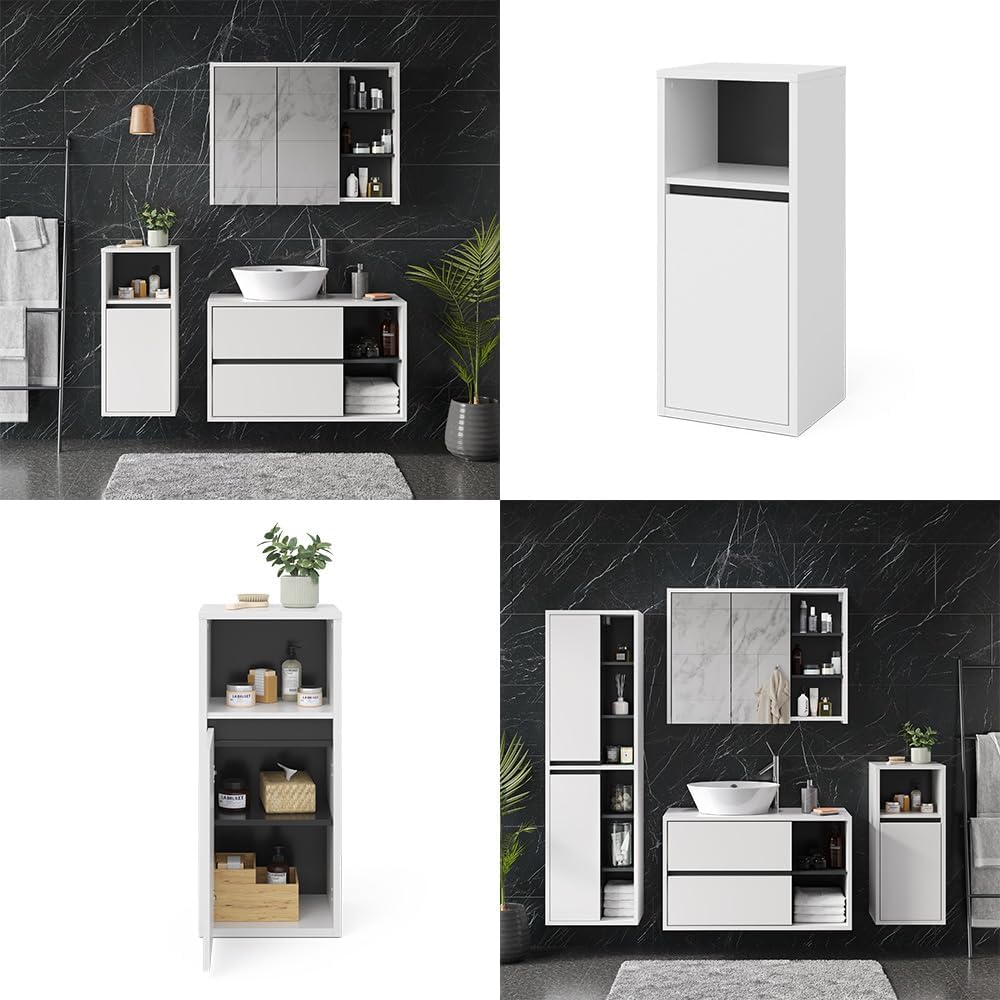 Vicco Midischrank Viola, Weiss/Anthrazit, 38 x 80 cm, Weiss