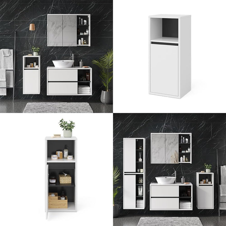 Vicco Midischrank Viola, Weiss/Anthrazit, 38 x 80 cm, Weiss