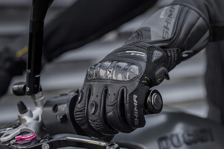 SHIMA STR-2 Motorradhandschuhe Herren - Touchscreen, Sommer, Sport Leder Handschuhe mit Carbon Knöch